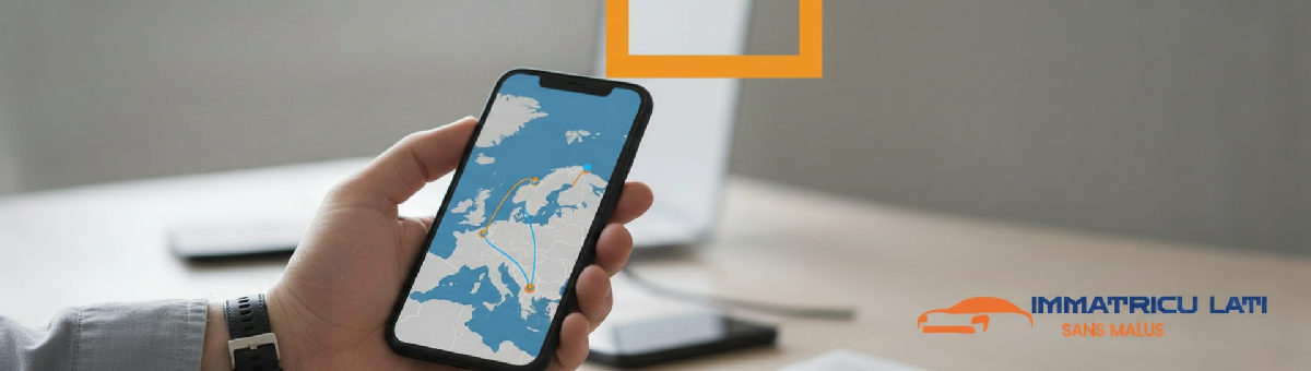Main tenant un smartphone montrant une application de suivi de colis.