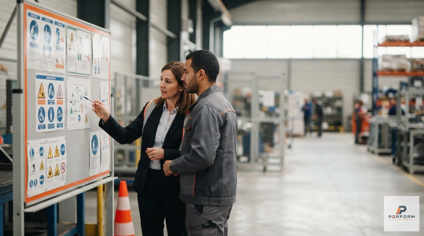 Formation à la sécurité pour l'intégration d'un nouvel intérimaire étranger en entreprise.