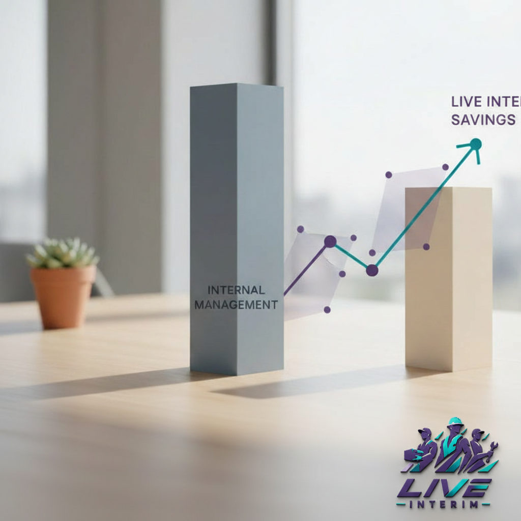 Graphique comparatif : recrutement interne vs. externalisation avec Live Interim.