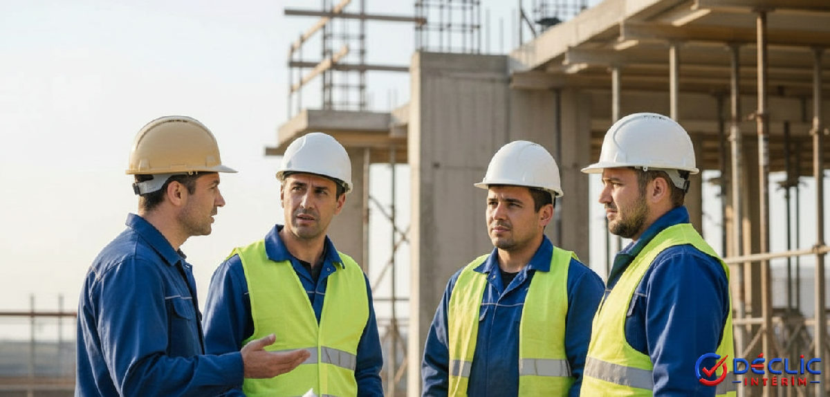 comment manager intérimaires roumains bâtiment - Chef français avec ouvriers roumains sur un chantier.