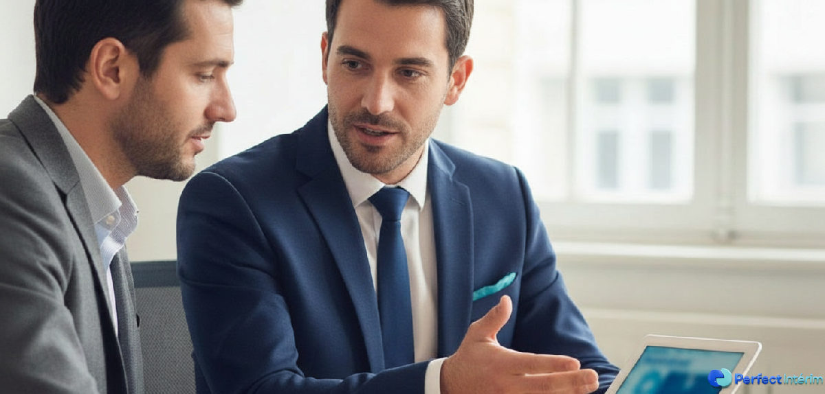 Conseiller expliquant la vérification des travailleurs roumains à un client.