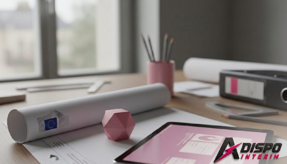 Formulaire A1 et tablette SIPSI sur un bureau d'architecte à Lille.