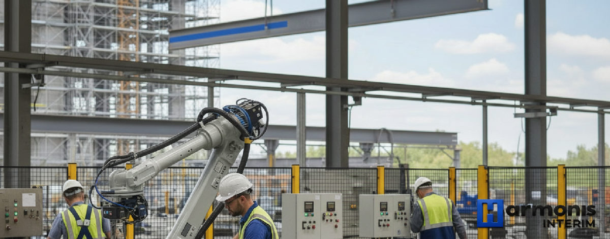 Travailleurs en action dans un environnement de production dynamique.