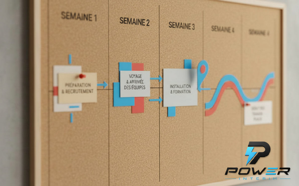 Planning de mobilisation d'une équipe de plaquistes roumains sur 4 semaines.