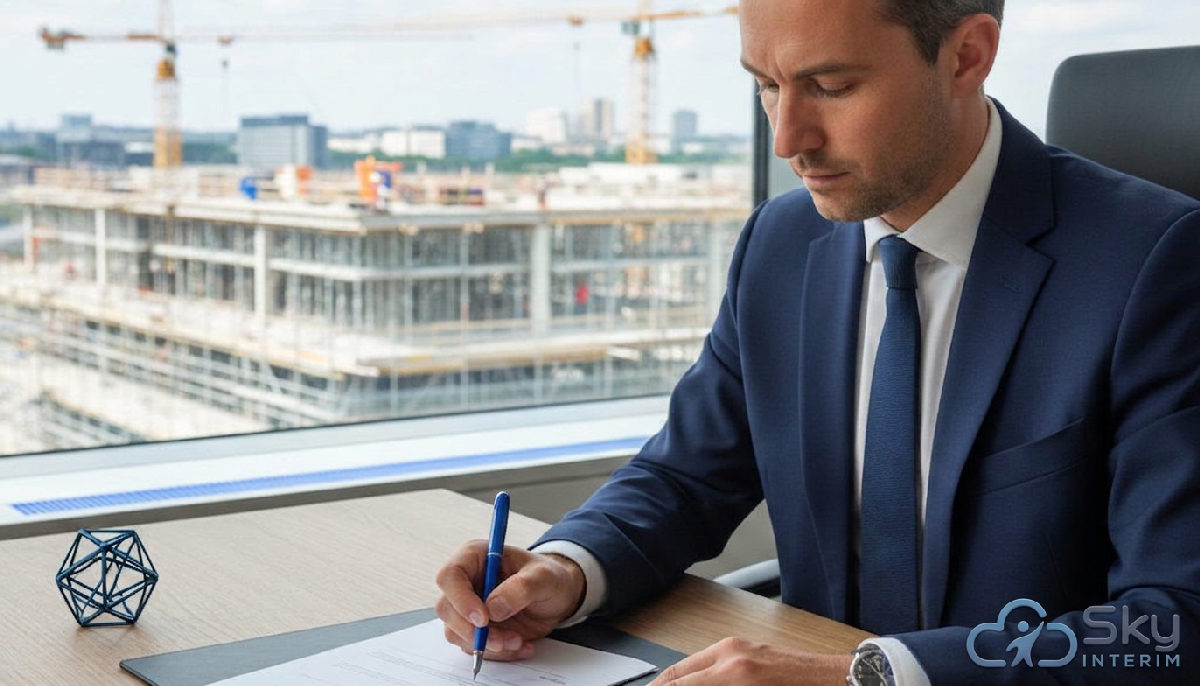 Gestionnaire RH examinant un contrat et un formulaire de détachement.