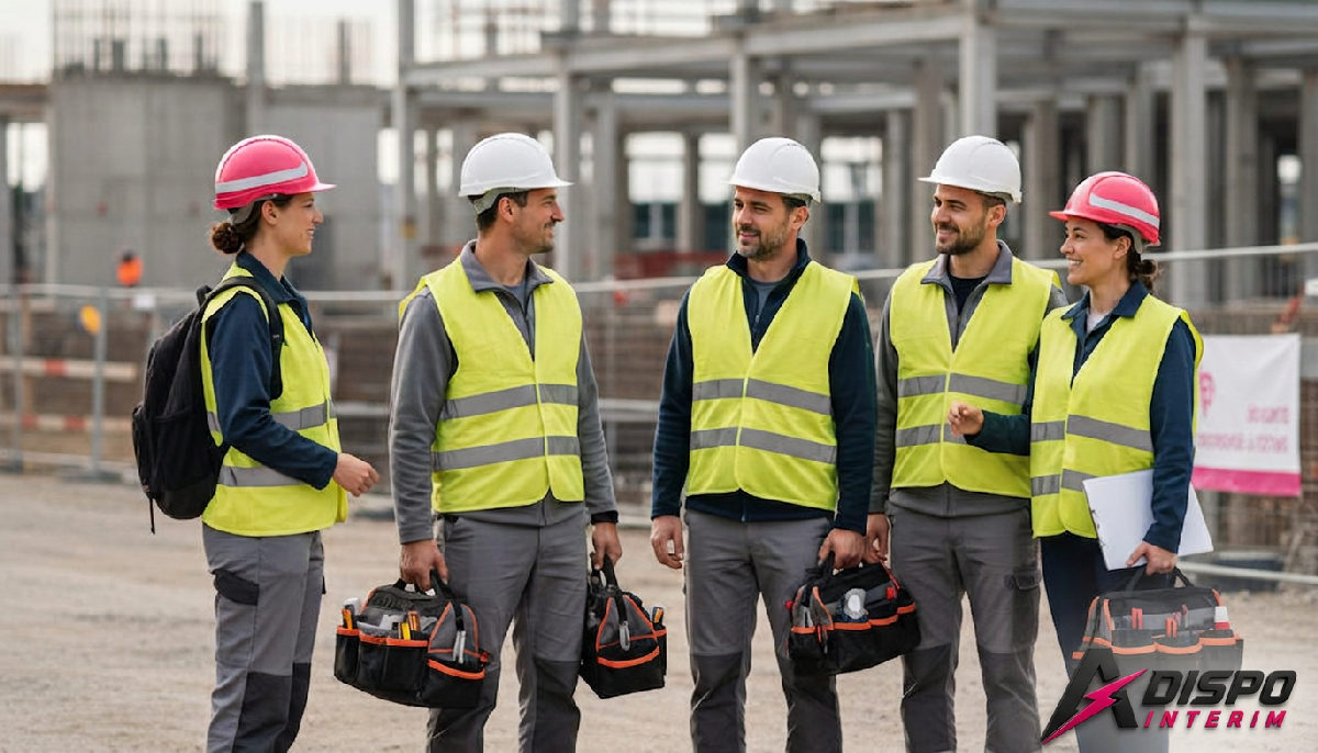 Travailleurs roumains qualifiés arrivant sur un chantier français, symbolisant la fin du délai détachement.