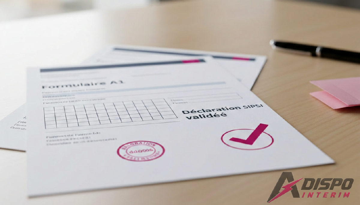 Formulaire A1 et déclaration SIPSI validée, symbolisant la conformité du délai détachement.
