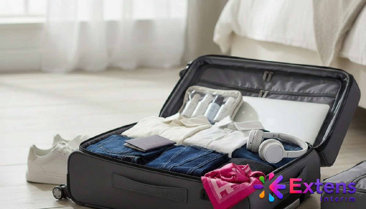 Sac à dos bien organisé, prêt pour l'aventure et le voyage minimaliste.