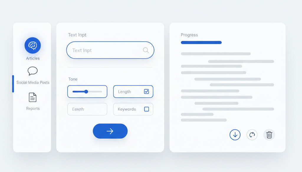 User-friendly interface of an AI content generation tool.