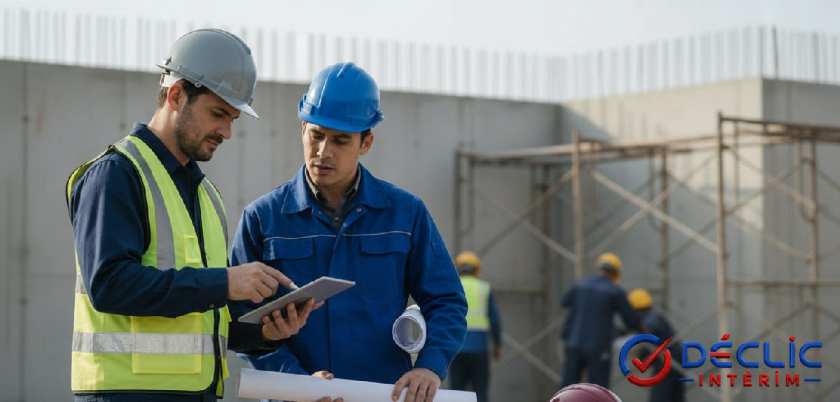 Inspecteur du travail vérifiant la conformité sur un chantier.