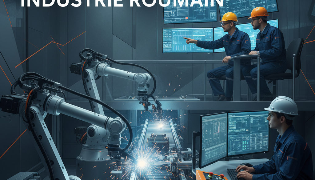 avantages intérim industrie roumain - Ouvriers qualifiés surveillant une ligne de production automatisée.