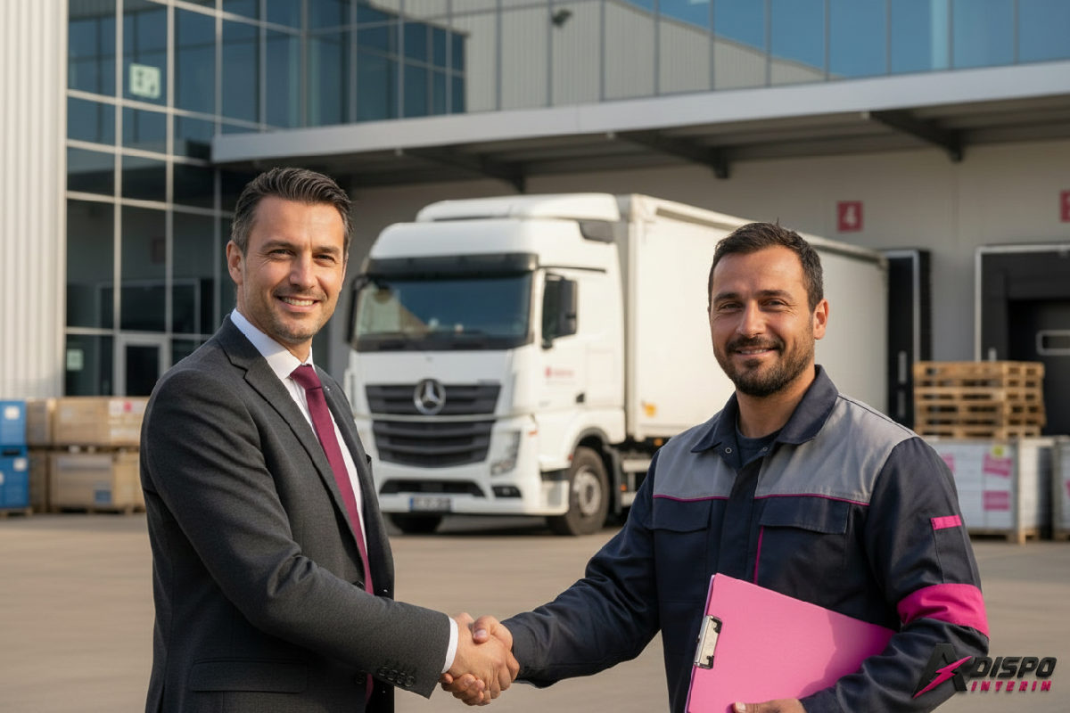 méthodes efficaces recruter main-d'œuvre roumaine - Un recruteur accueille un chauffeur roumain en France.