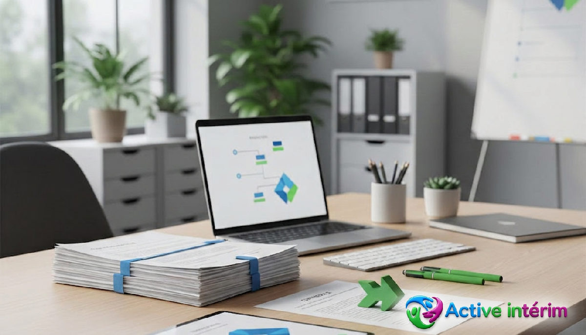 Bureau RH avec documents officiels et contrats de détachement.