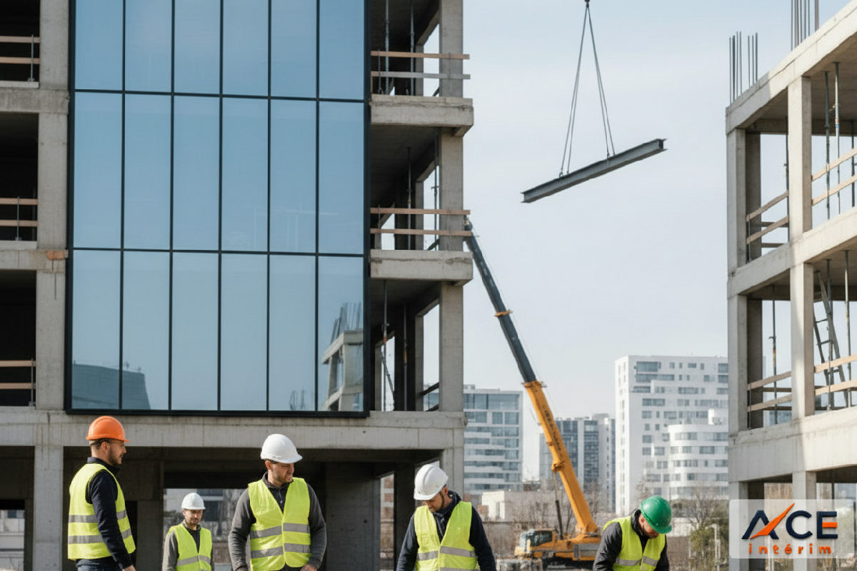 Ouvriers roumains qualifiés travaillant sur un chantier en France.