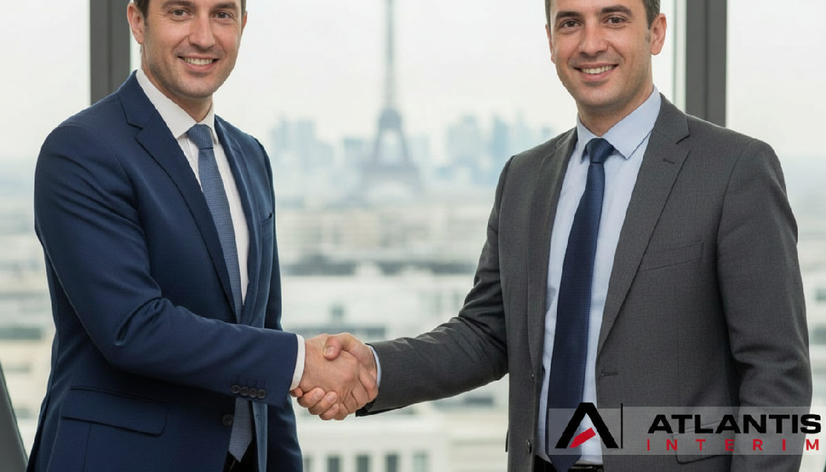 Poignée de main entre un dirigeant français et un responsable roumain.