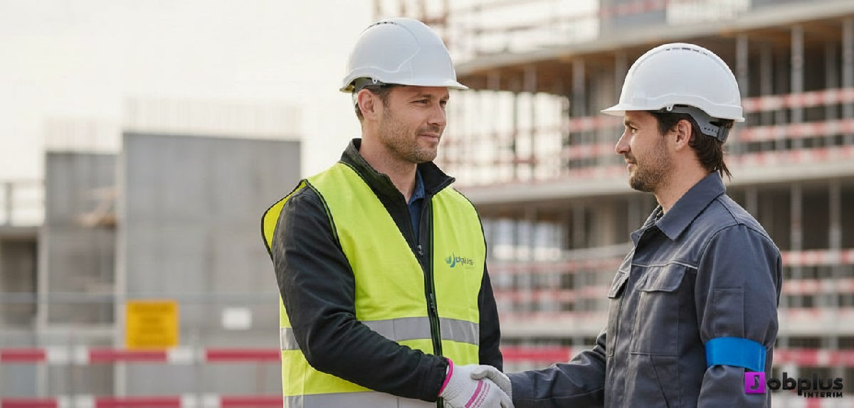 Manager et travailleur intérimaire : partenariat réussi sur un chantier.
