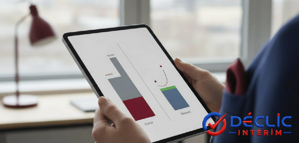Tableau comparatif des charges sociales sur une tablette numérique.