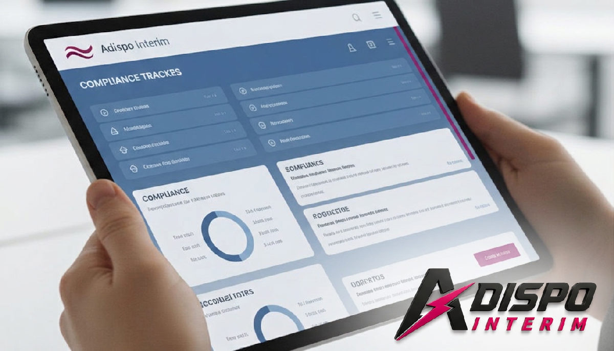 Tablette affichant un logiciel RH de suivi des travailleurs.