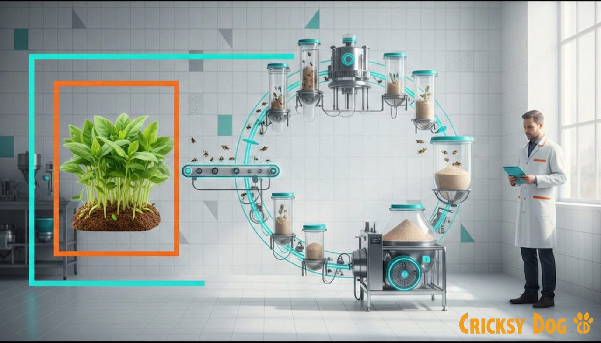 Nachhaltige Insektenprotein-Produktion in sauberer Umgebung.