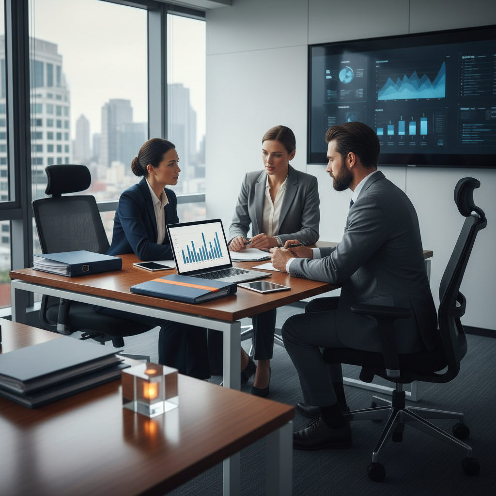 Un bureau de gestion des ressources humaines illustrant la conformité et le sérieux du recrutement de main-d'œuvre roumaine.