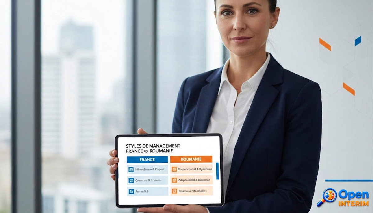 Comparaison des styles de management français et roumains sur tablette.