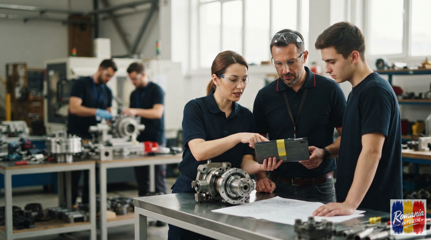 Une équipe multiculturelle collaborant efficacement sur un projet industriel.