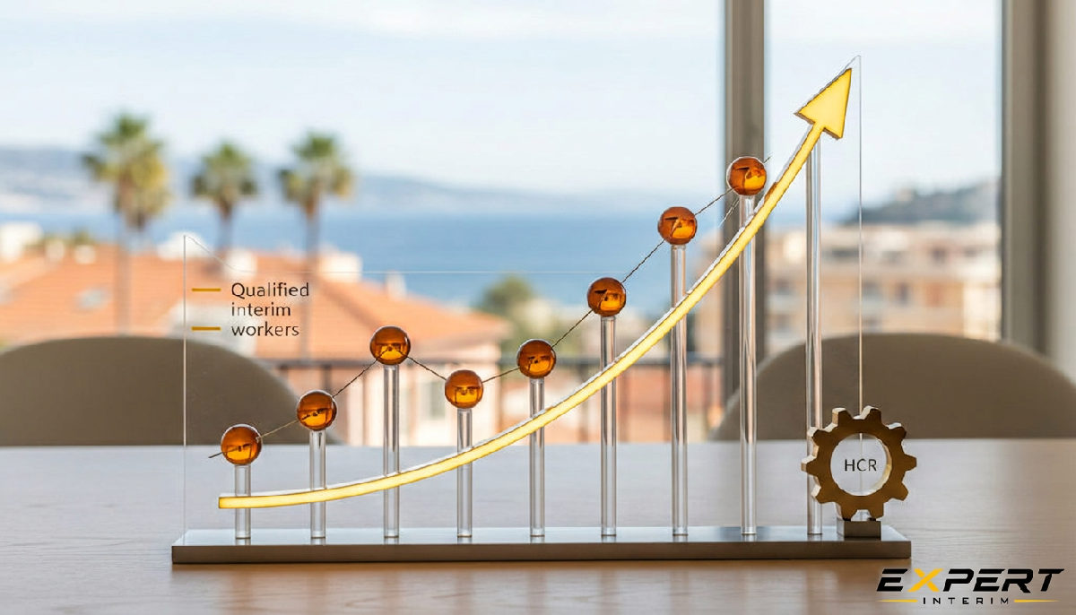 Graphique : intérimaires qualifiés et chiffre d'affaires HCR à Nice.