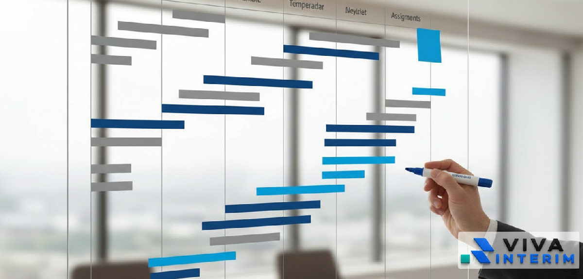 Calendrier projet montrant la durée flexible d'une mission d'intérim.