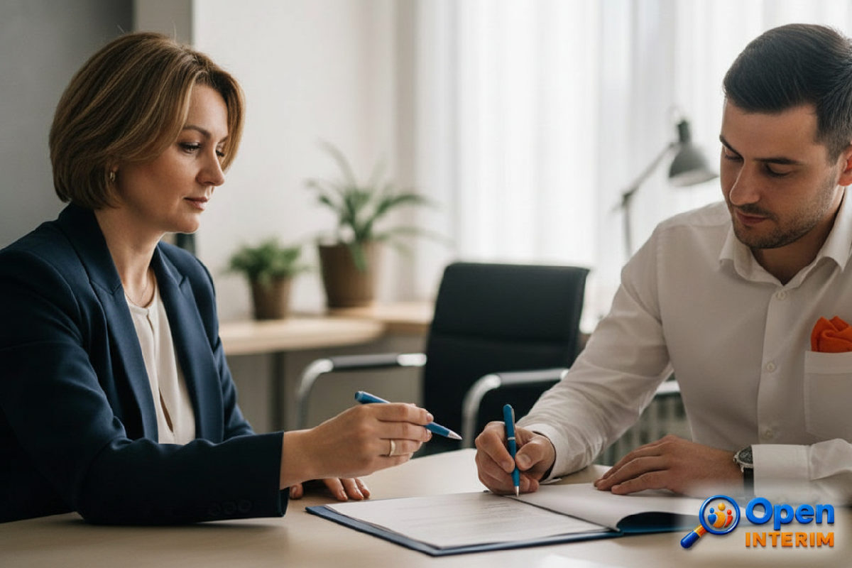 Signature d'un contrat de travail entre un employeur et un travailleur roumain.