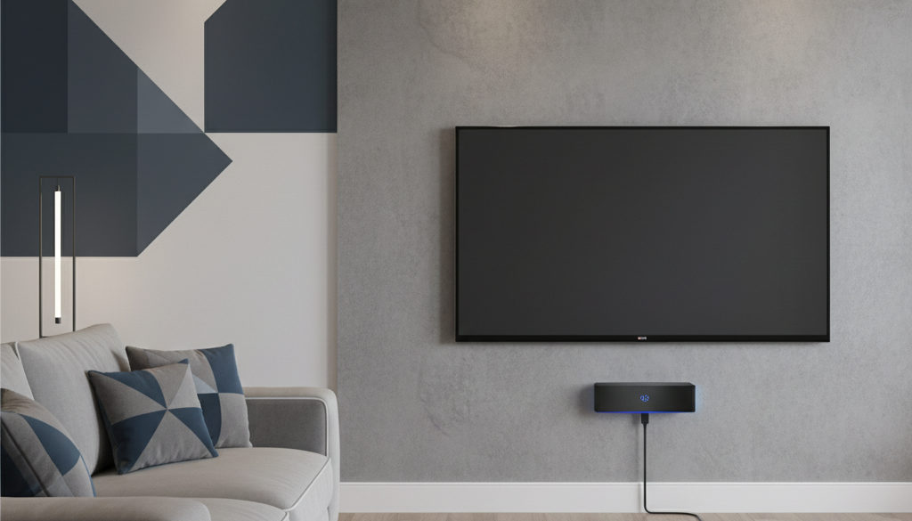 IPTV legal nutzen: So streamst du sicher (43) 2 IPTV Legalität – Modernes Wohnzimmer mit Smart TV und IPTV-Icons.