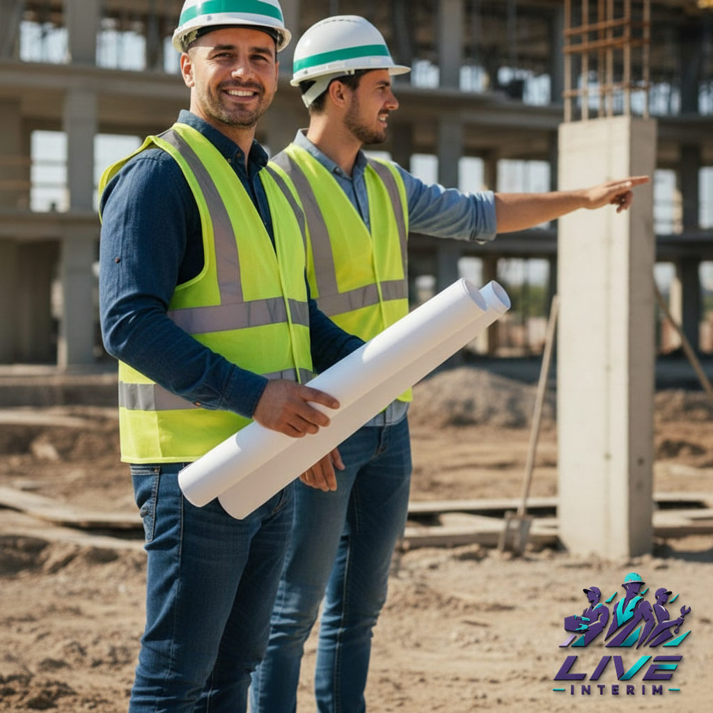 Travailleurs qualifiés sur un chantier de construction en détachement.