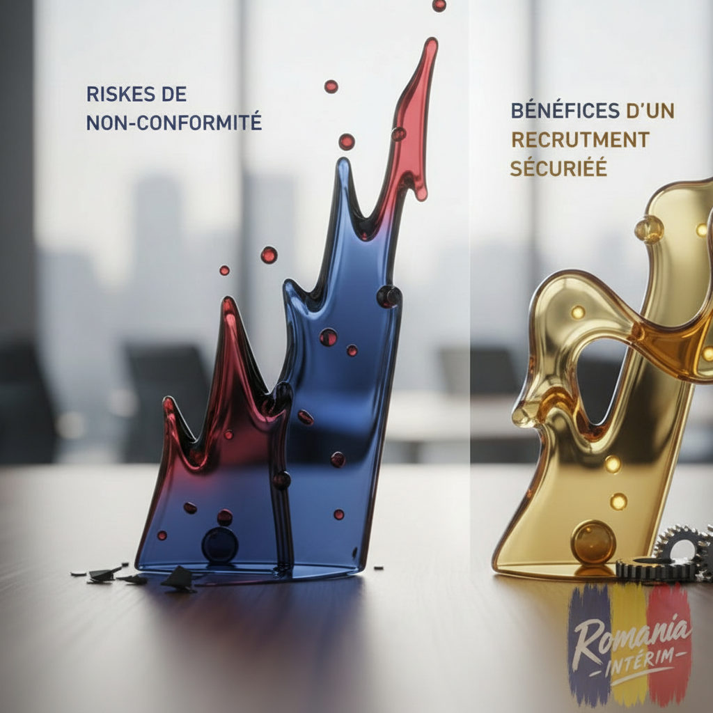 Graphique montrant les risques de non-conformité et les bénéfices du recrutement sécurisé.