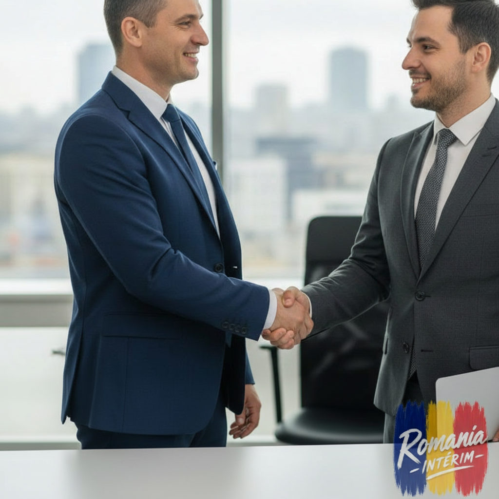 Chef d'entreprise satisfait après une vérification d'agence de recrutement réussie.