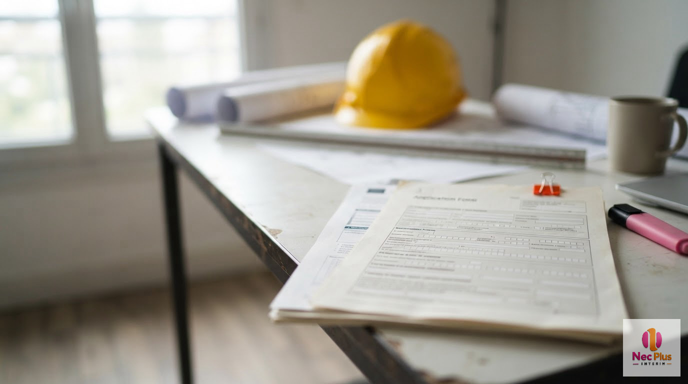 Un formulaire A1 et une déclaration SIPSI posés sur un bureau d'architecte.