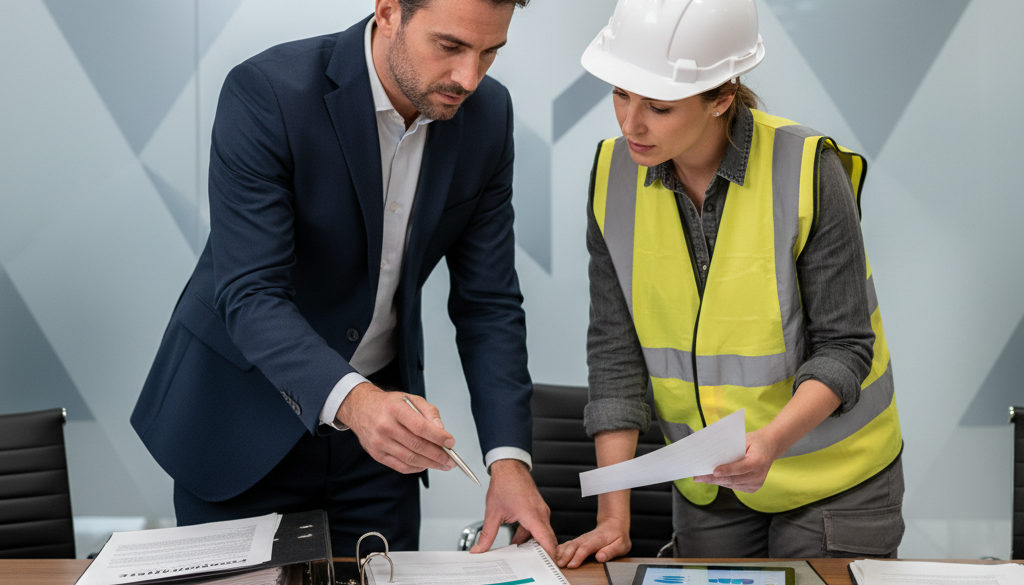Responsables examinant des documents de conformité pour le travail détaché.