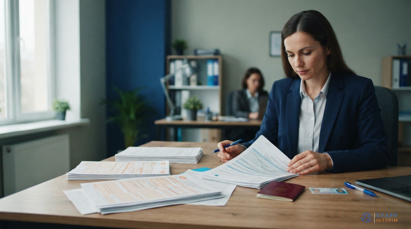 Un bureau administratif avec des documents officiels pour le recrutement international.