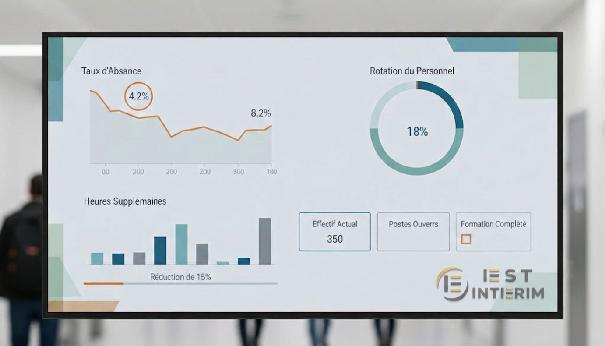 Tableau de bord numérique des KPI de gestion du personnel.