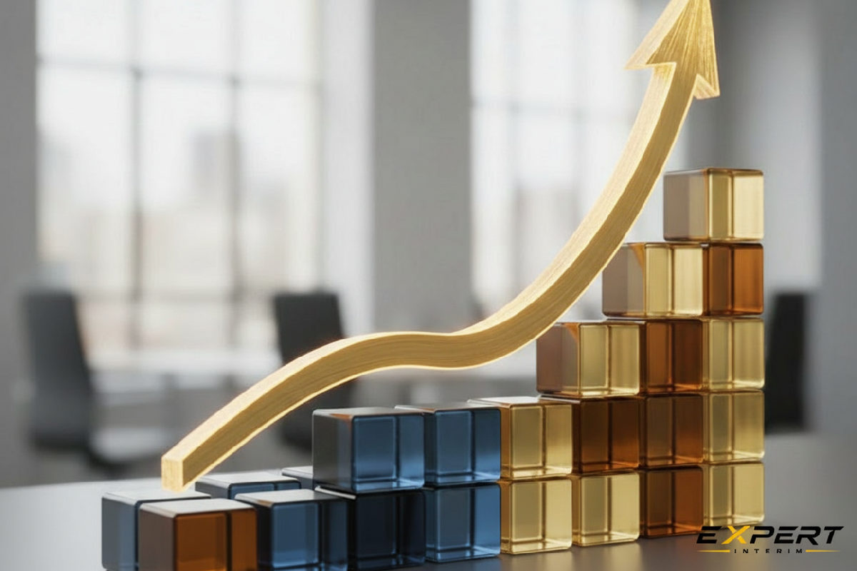 Graphique de croissance d'une PME grâce à Expert Interim.