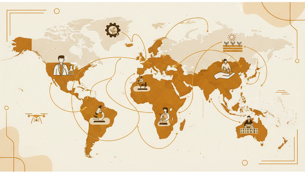 Carte du monde montrant les talents mondiaux de l'agroalimentaire.