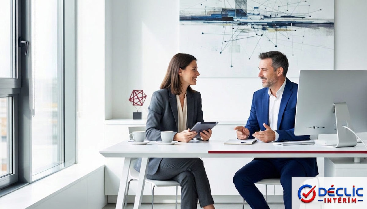DRH français et responsable roumaine échangeant dans un bureau.