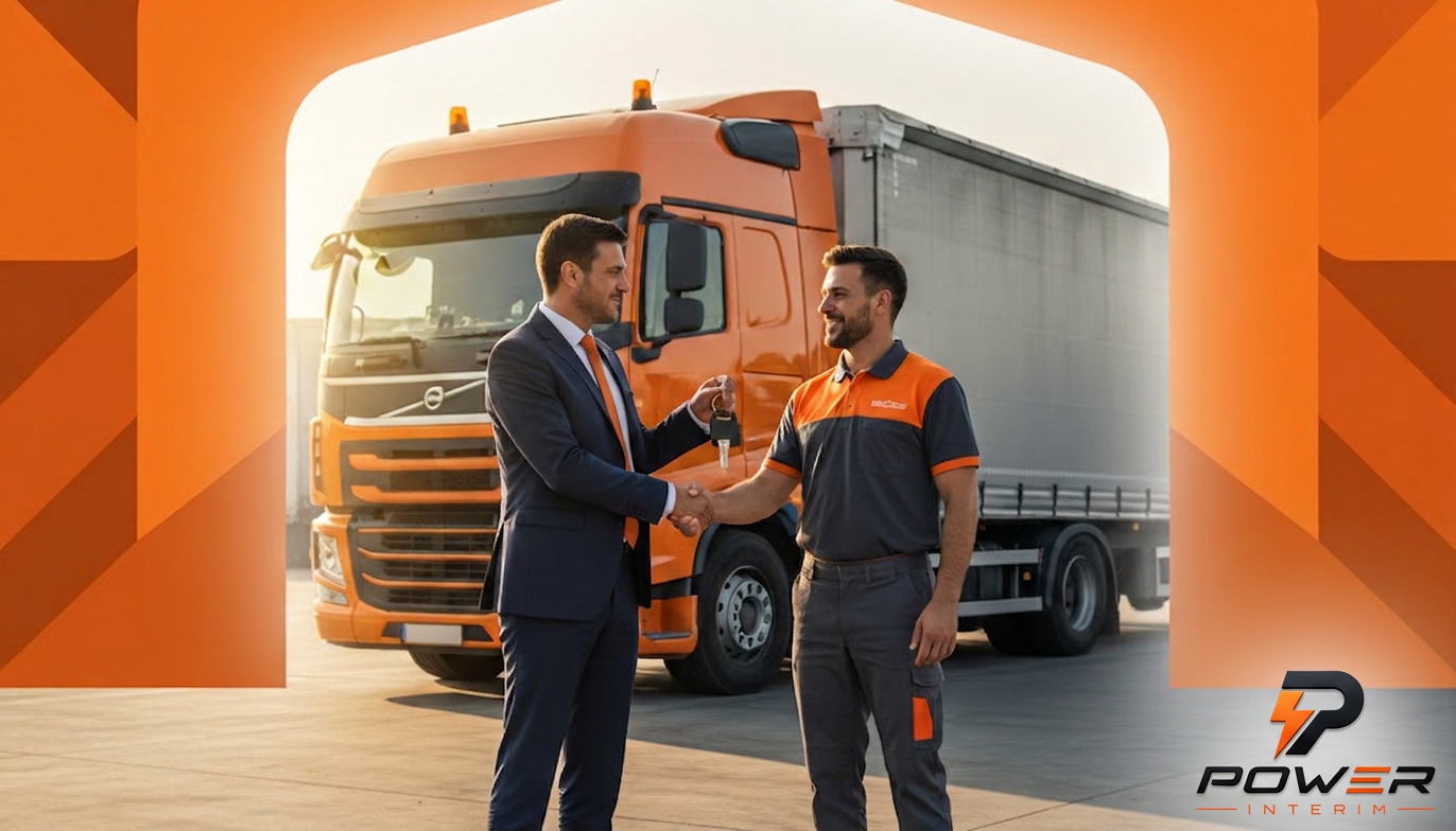 Remise de clés de camion entre employeur français et chauffeur roumain.