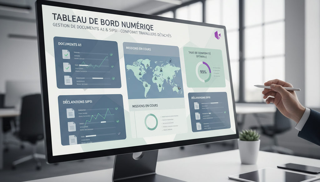 Tableau de bord numérique : conformité A1 et SIPSI pour travailleurs détachés.
