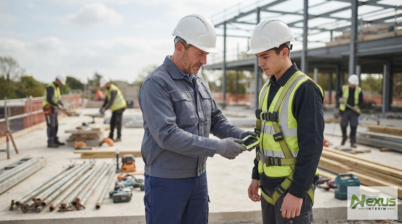 Inspection de sécurité et vérification des qualifications sur un chantier de construction.