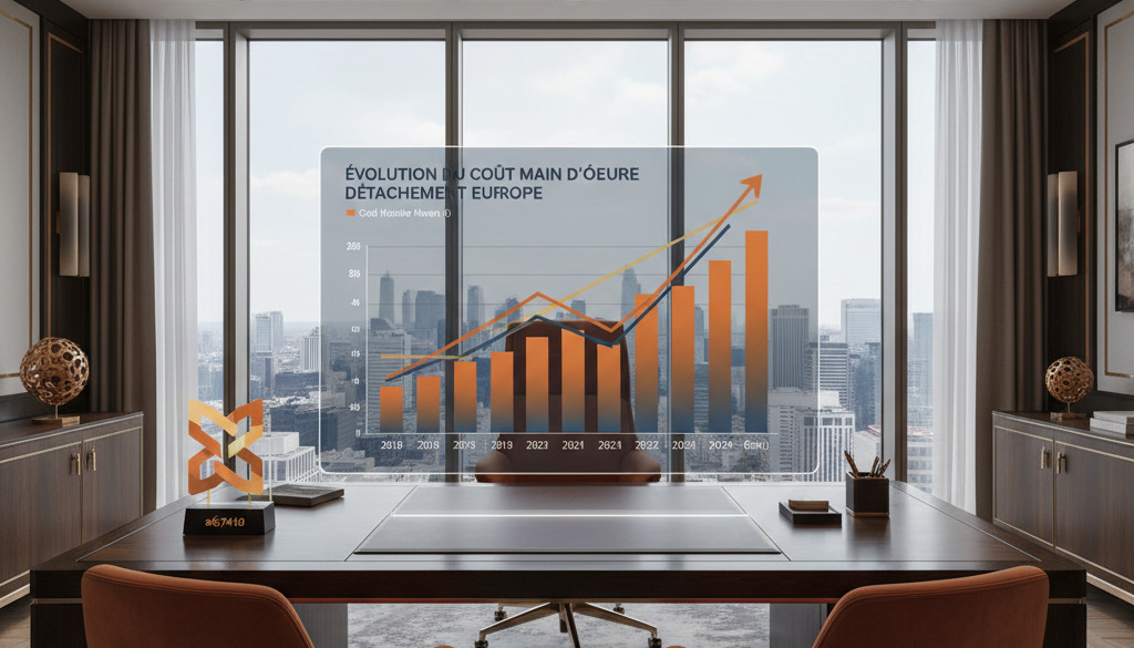 coût main d'œuvre détachement européen - Graphiques financiers montrant l'évolution du coût de la main d'œuvre détachée en Europe.
