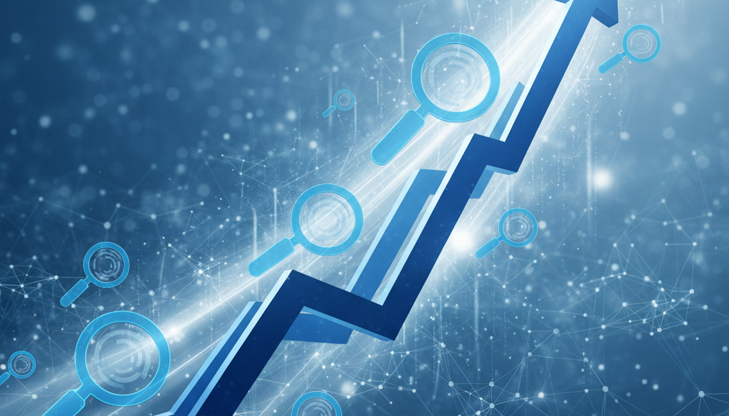 Abstract graphic showing rising search engine rankings.