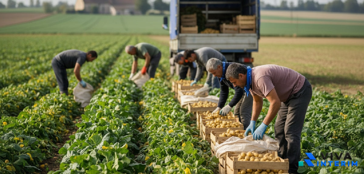 Ouvriers agricoles expérimentés récoltant en France : efficacité de l'intérim roumain.