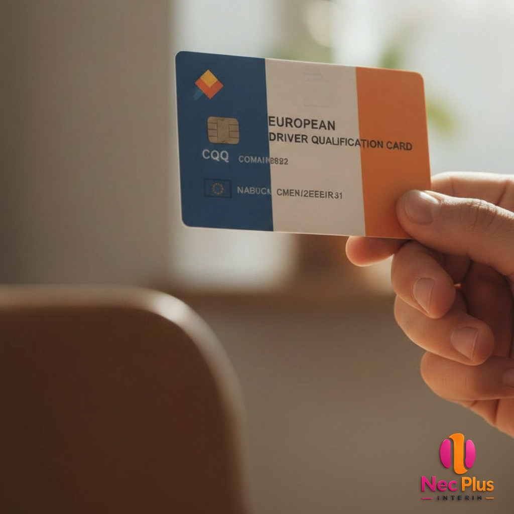 Carte de qualification conducteur européenne (CQC) avec drapeau roumain.