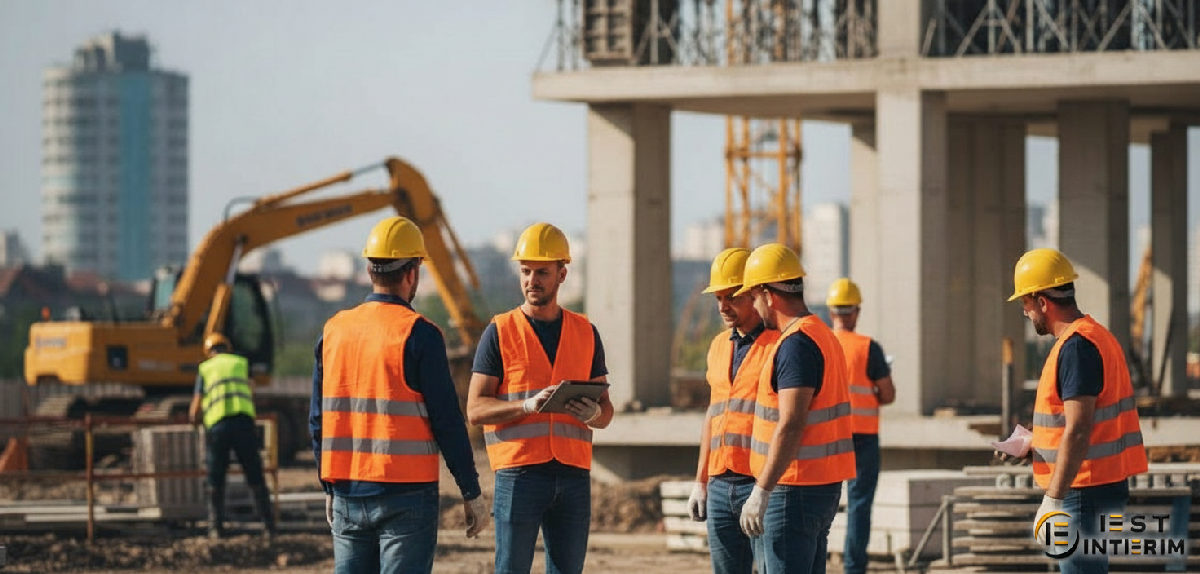 intérim secteur btp roumanie démarches - Ouvriers sur un chantier de construction en Roumanie.