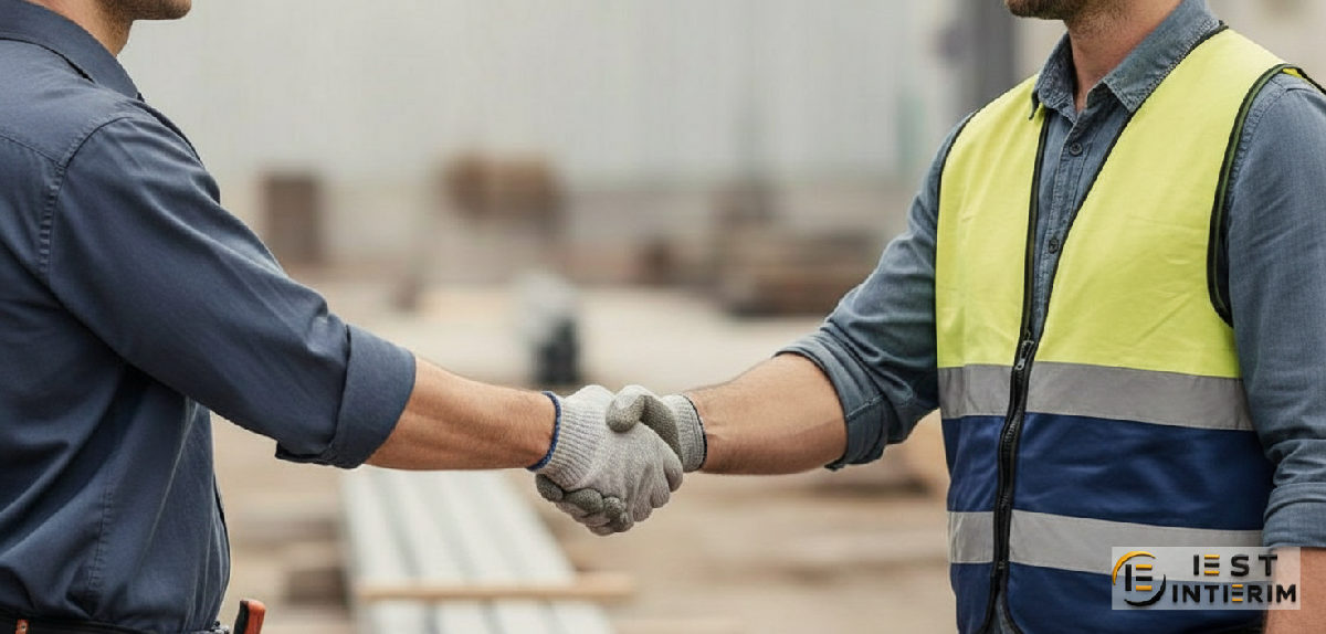 Partenariat réussi entre un chef de chantier et un intérimaire.