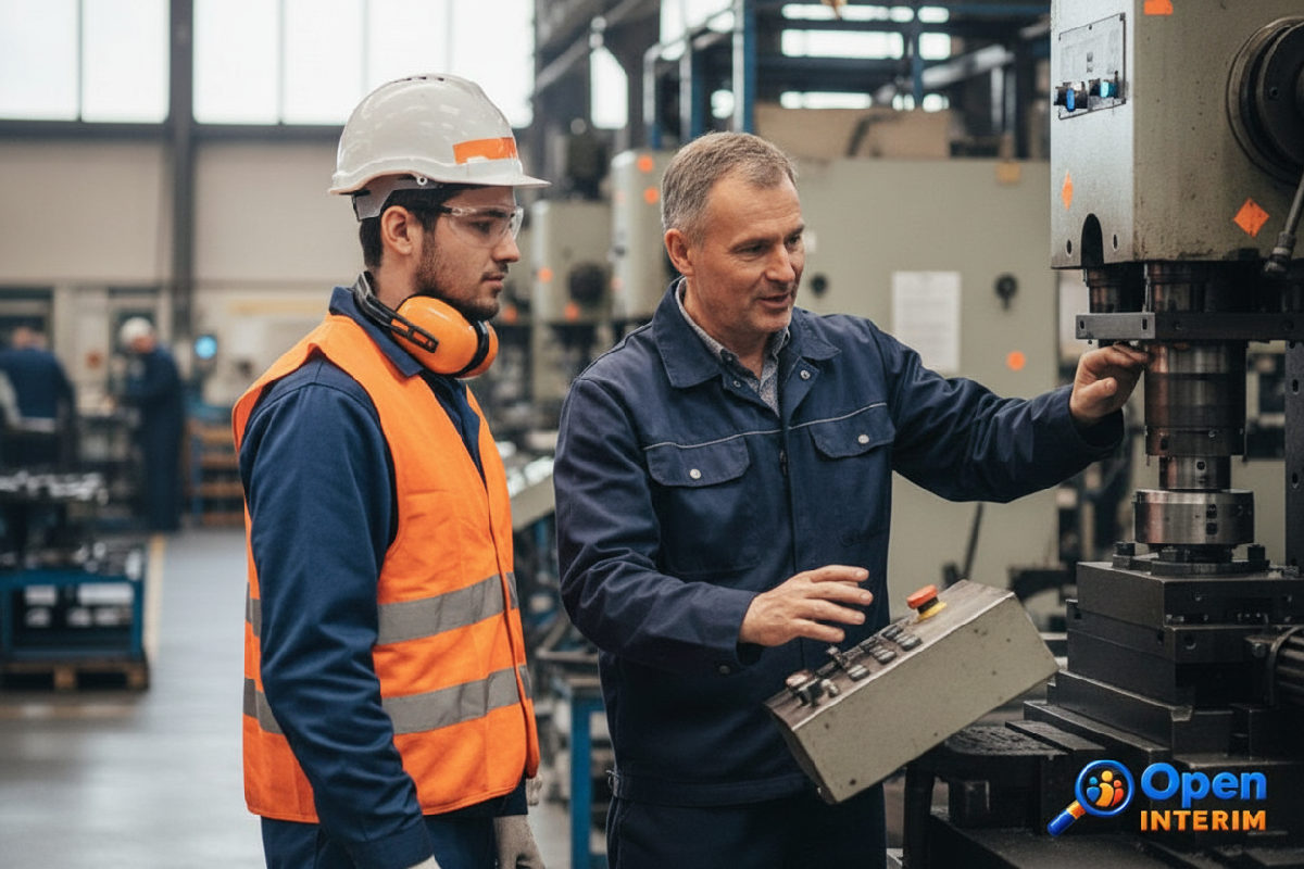 Formation sécurité et machine pour un ouvrier roumain équipé.